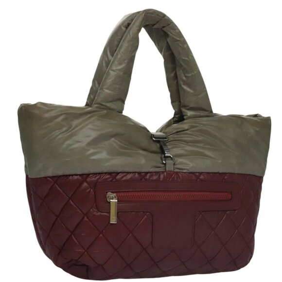 CHANEL Cococoon Tote Bag Nylon Wine Red Silver CC Auth bs21665 - Picture 1 of 16